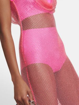 Μάξι φόρεμα με κέντημα από διχτυωτό Giuseppe Di Morabito ροζ