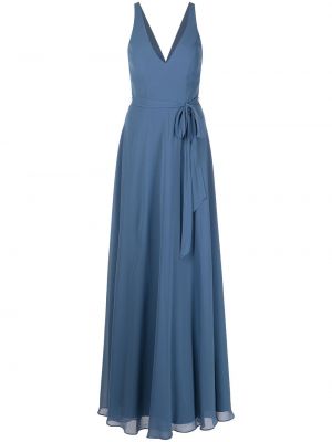 Rozšířené šaty s výstřihem do v Marchesa Notte Bridesmaids modré