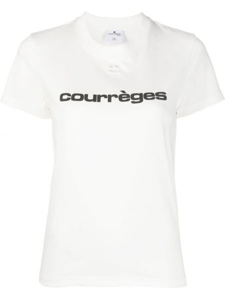 Тениска с кръгло деколте Courreges бяло