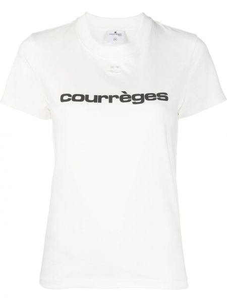 Tricou cu decolteu rotund Courreges alb