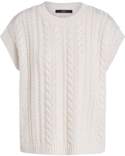 Памучен пуловер Set бяло