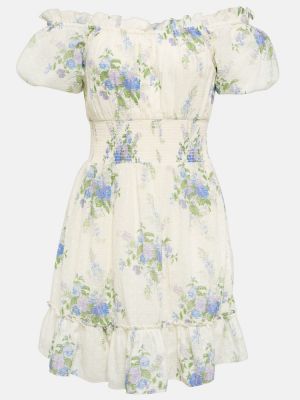Mini robe en coton à fleurs Loveshackfancy blanc