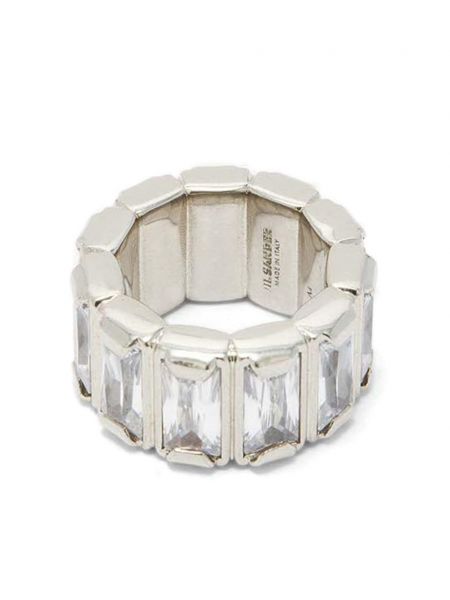 Srebrny pierścionek z kryształkami Jil Sander srebrny