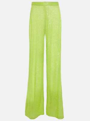 Pantaloni cu croială lejeră Self-portrait verde