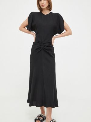 Elegantní jednobarevné viskózové dlouhé šaty Victoria Beckham - černá