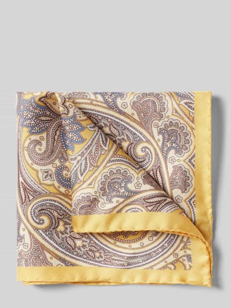 Jedwabny krawat z wzorem paisley Verugia żółty