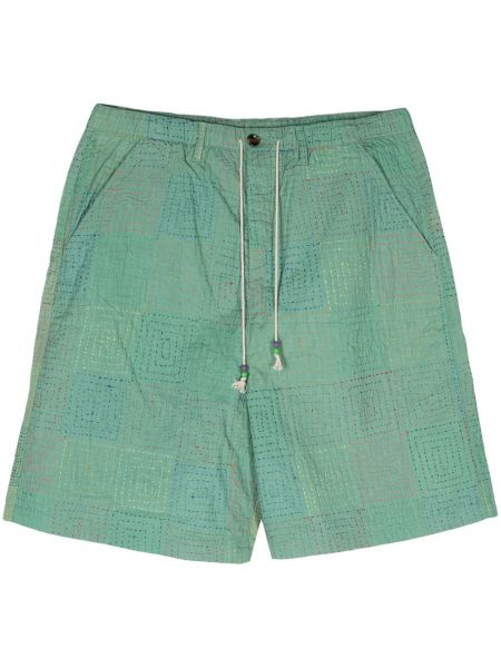 Prošivene pamučne bermuda kratke hlače Glass Cypress zelena