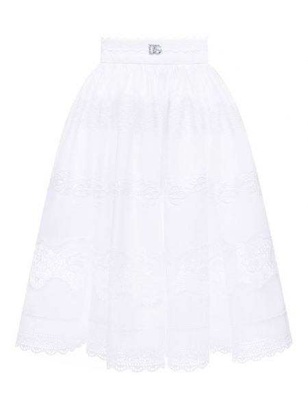 Белая хлопковая юбка Dolce & Gabbana
