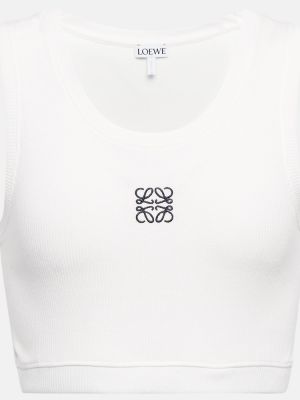 Crop top bawełniany Loewe biały