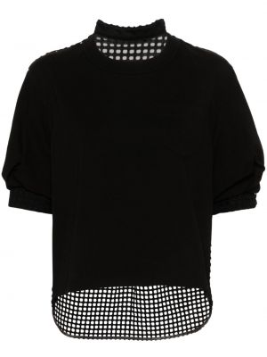 Βαμβακερή μπλούζα Sacai μαύρο
