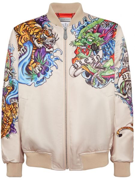 Satin lange jacke mit print Philipp Plein