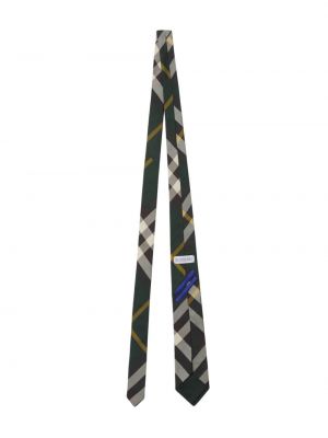 Kostkovaná hedvábná kravata Burberry zelená