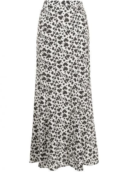 Hedvábné vzorované sukně s vysokým pasem na zip Macgraw - bílá