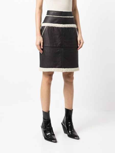 Kožená sukně Chanel Pre-owned černé