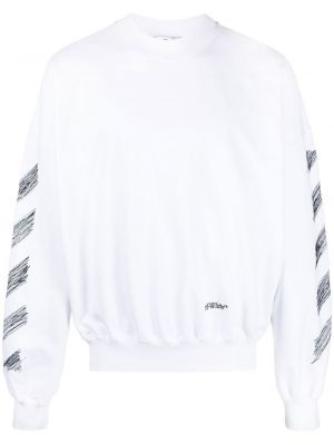 Baskılı uzun kazak Off-white beyaz