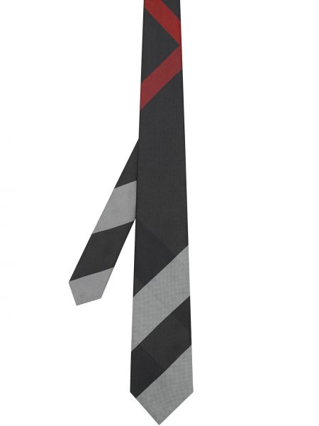 Oversized svilena kravata s karirastim vzorcem Burberry siva