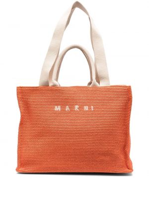 Τσάντα shopper Marni πορτοκαλί