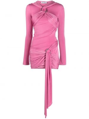 Mini-abito a maniche lunghe con drappeggi The Attico rosa