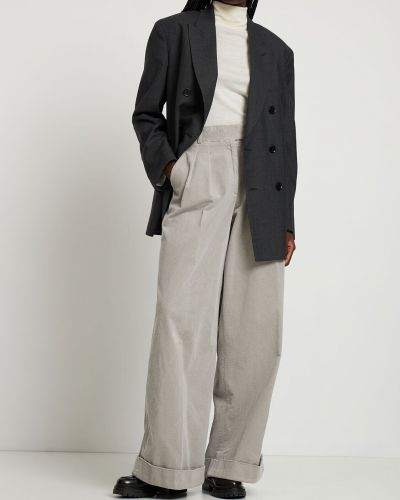 Spodnie sztruksowe bawełniane oversize Aspesi szare