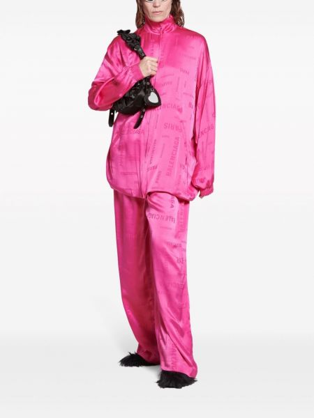 Žakárová hedvábná bunda Balenciaga růžová