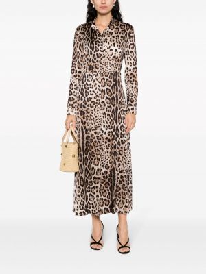 Leopardí dlouhé šaty s potiskem 813 hnědé