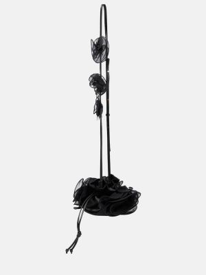 Bolsa de hombro de seda de flores con apliques Magda Butrym negro