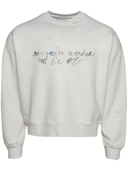 Pamučna dugi sweatshirt s printom Paly bijela