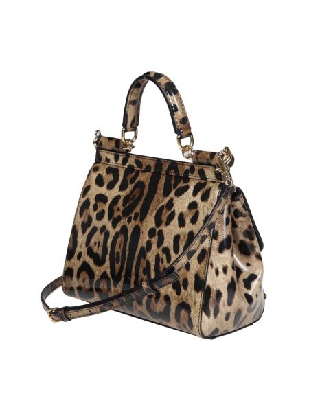 Bolso cruzado de cuero con estampado leopardo Dolce & Gabbana