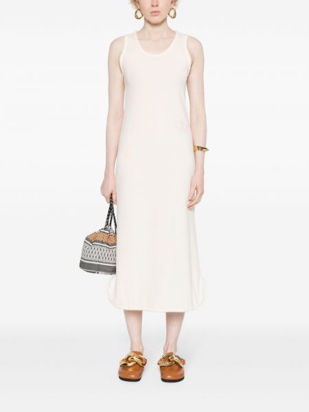 Welurowa sukienka długa Jil Sander biała