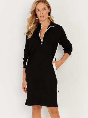 Ριγέ μίντι φόρεμα Cool & Sexy μαύρο