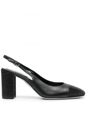 Pantofi cu toc slingback de cristal Rene Caovilla negru