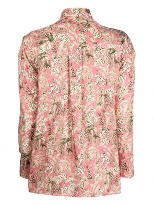 Geblümt bluse mit print mit v-ausschnitt Merci pink