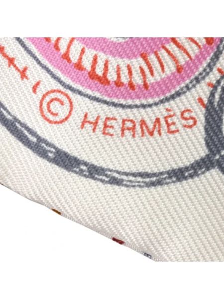 Jedwabna szal retro Hermès Vintage biała