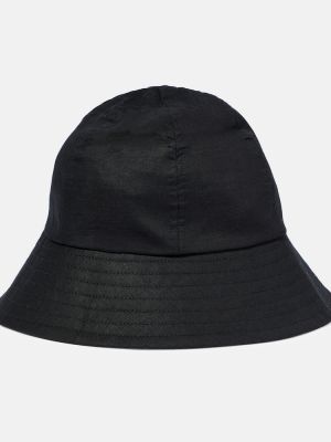 Lniany kapelusz bawełniany Toteme czarny
