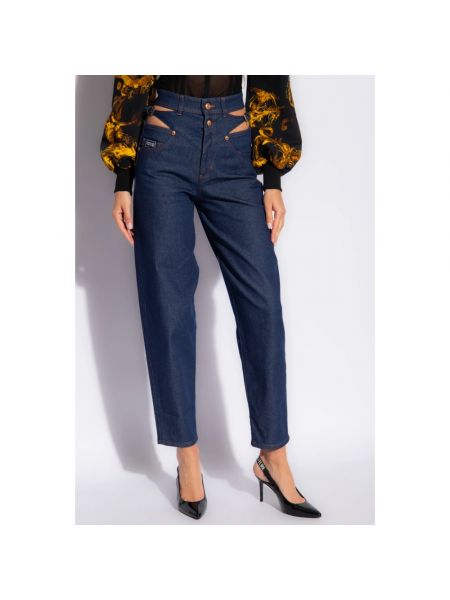 Pantalones rectos de cintura alta Versace Jeans Couture azul