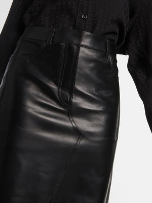Falda midi de cuero Givenchy negro