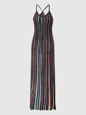 Платье с пайетками в полоску Missoni черное