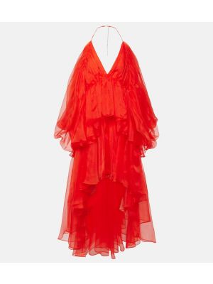 Hedvábné midi šaty Zimmermann červené