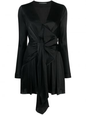 Sukienka koktajlowa z kokardką plisowana Alberta Ferretti czarna