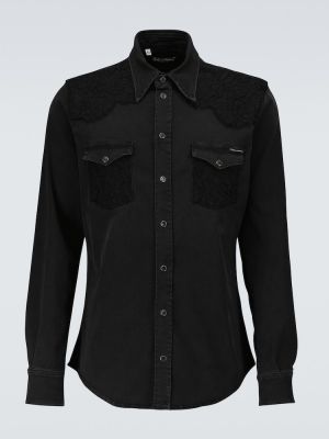 Koszula jeansowa z długim rękawem Dolce&gabbana czarna