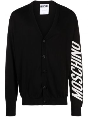 Žakárový bavlnený kardigán Moschino čierna