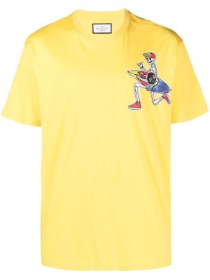 Koszulka bawełniana z nadrukiem Philipp Plein żółta