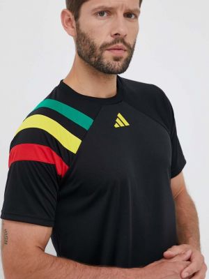 Tričko s aplikacemi Adidas Performance černé