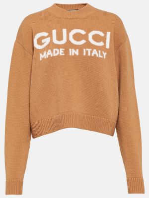 Вълнен пуловер Gucci кафяво