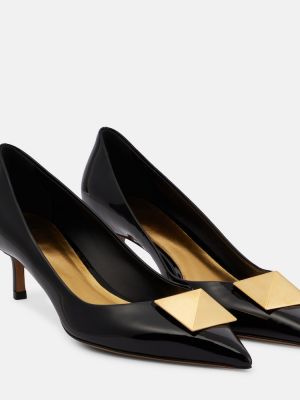 Кожени полуотворени обувки от лакирана кожа Valentino Garavani черно