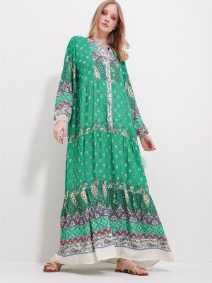 Μάξι φόρεμα Trend Alaçatı Stili πράσινο