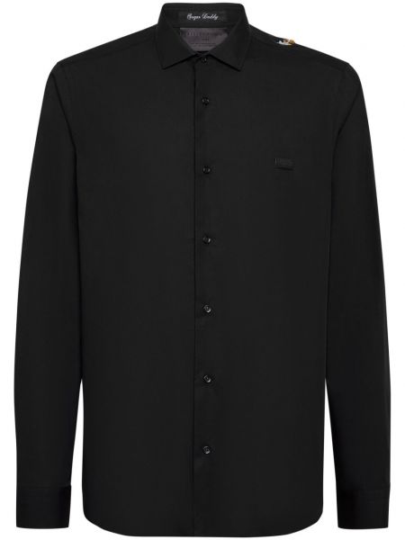 Βαμβακερό πουκάμισο Philipp Plein μαύρο