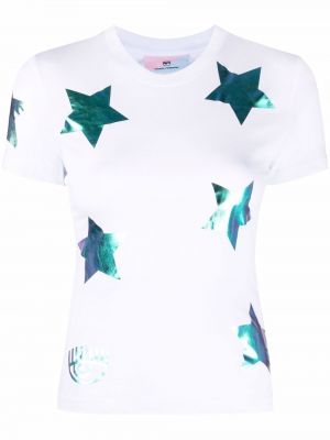 Hviezdne tričko s potlačou Chiara Ferragni biela