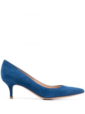 Pantofi cu toc din piele de căprioară Gianvito Rossi albastru