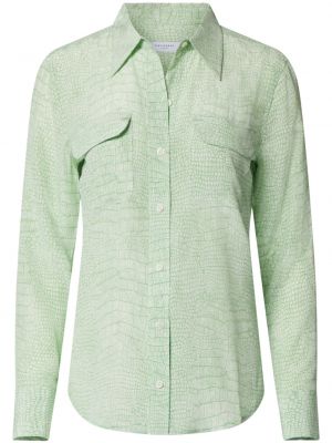 Hedvábné dlouhá košile s dlouhými rukávy Equipment - zelená